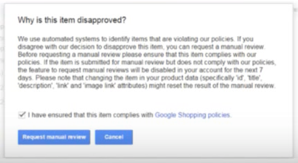 Google Merchant Center Product Disapproved