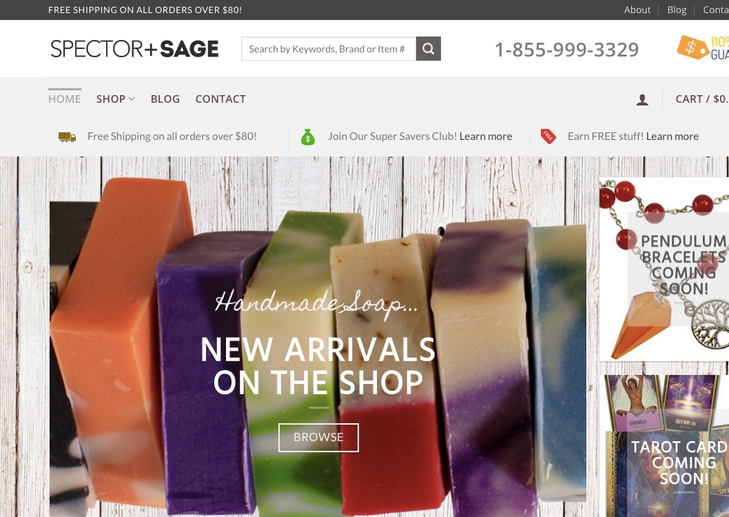 Spector + Sage - ecommerce design